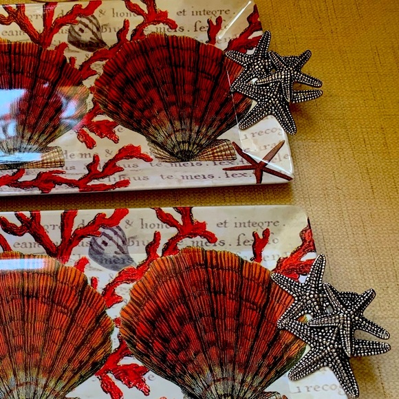 MudPie Seashell Melamine Trays - Picture 2 of 3